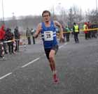 Matt Nicholson brings Morpeth home to victory in the senior mens Elswick Road Relays.